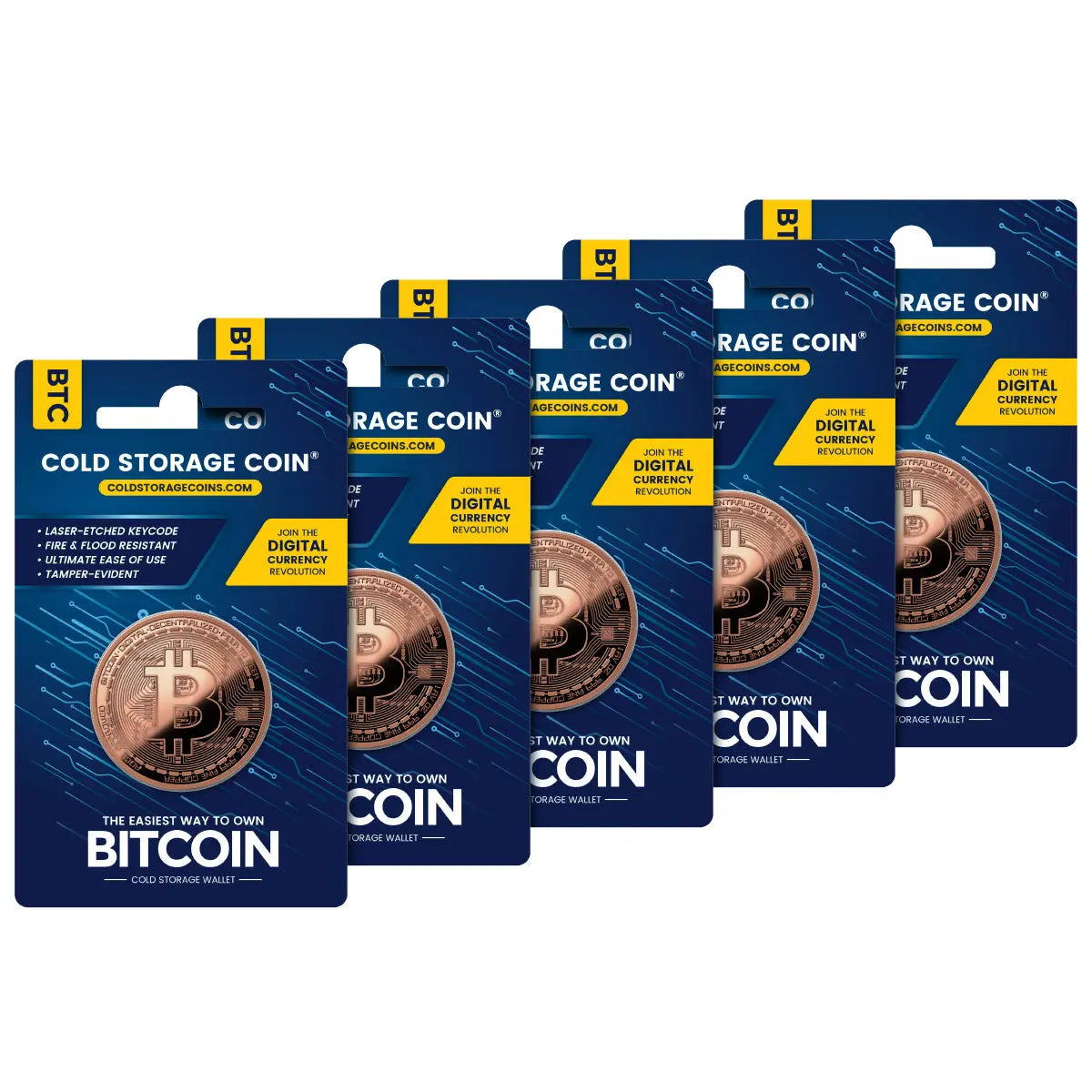 Bitcoin BTC Cold Storage Wallet 5-Pack Blockchain Mint